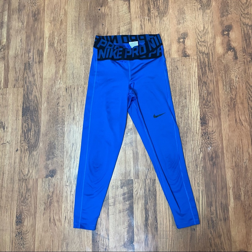 Blue and Black Nike Leggings